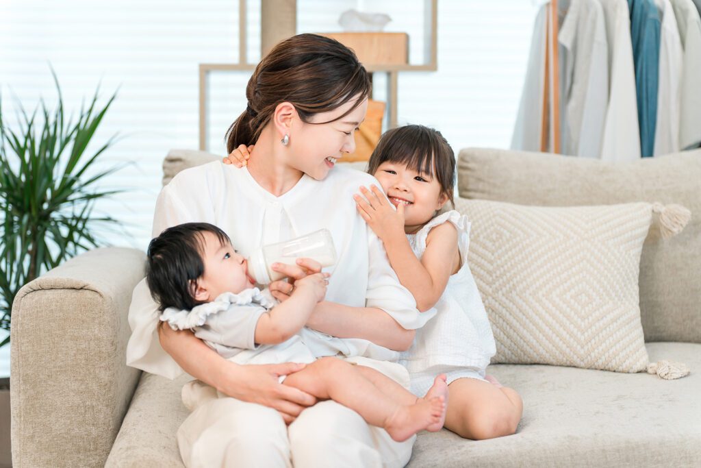 Happy Mother and Children Protected by Cord Blood Banking