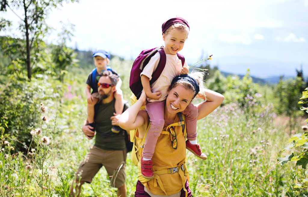 Healthy Family Hiking Outdoors — Cord Blood Banking for a Childs Future Health