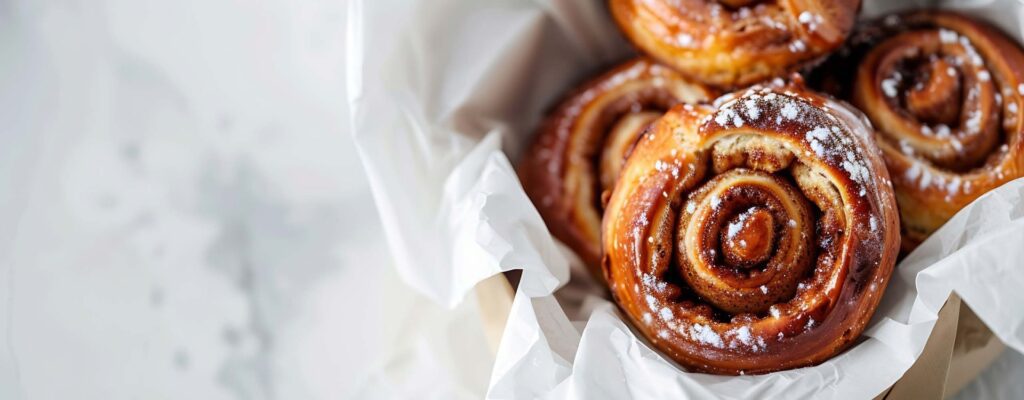 Cinnamon buns in a basket